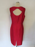 HOBBS FUSCHIA PINK WOOL & SILK CUT OUT BACK PENCIL DRESS SIZE 16