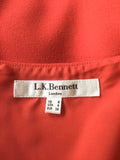 LK BENNETT NERINE SCARLET RED SLEEVELESS V NECKLINE PENCIL DRESS SIZE 8
