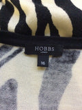 HOBBS BLACK & IVORY ZEBRA PRINT CARDIGAN SIZE 16
