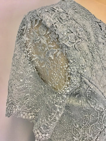 PHASE EIGHT MALIA PALE DUCK EGG LACE & SEQUIN SPECIAL OCCASION DRESS SIZE 10