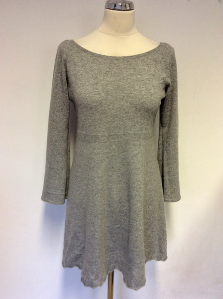 HAWICK OF SCOTLAND LIGHT GREY CASHMERE SMOCK JUMPER SIZE 4 UK 14