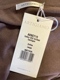 BRAND NEW ARTIGIANO COFFEE BROWN BEADED TRIM COTTON & SILK BLEND CARDIGAN SIZE L
