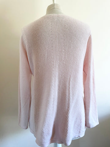 PURE COLLECTION PINK 100% CASHMERE V NECK JUMPER SIZE 14