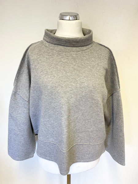 SWEATY BETTY GREY WIDE SLEEVED RELAXED FIT CROP SWEATSHIRT SIZE XL