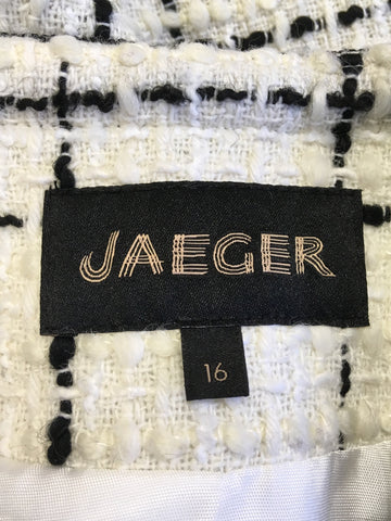 JAEGER BLACK & WHITE WEAVE BOX JACKET SIZE 16