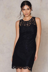 SAMSOE & SAMSOE BECKS BLACK LACE OPEN BACK DRESS SIZE M UK 10