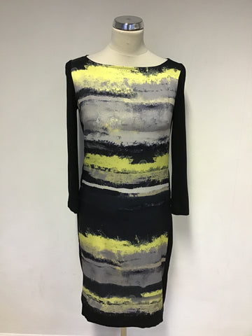BRAND NEW DAMSEL IN A DRESS NAVY,BLUE,YELLOW & GREY PRINT 3/4 SLEEVE DRESS SIZE 8