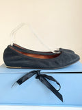 LANVIN PARIS BLACK CALFSKIN LEATHER CLASSIC BALLET FLATS  SIZE 6/39