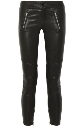 J BRAND JULIA BIKER BLACK LEATHER CROP SKINNY PANTS SIZE 27