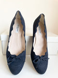 LK BENNETT MOLLY NAVY BLUE SUEDE BOW TRIM HEELS SIZE 7/40