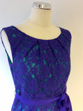 KALIKO PURPLE LACE & EMERALD GREEN PENCIL DRESS SIZE 12