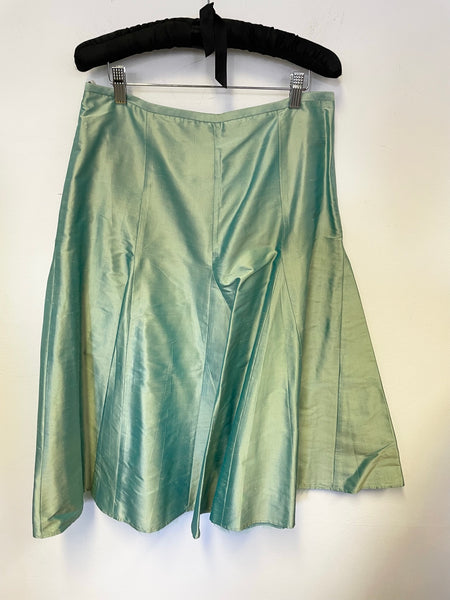 COAST LIGHT GREEN TAFFETA SILK PANELED FLARE SKIRT SIZE 12