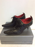 DIVERSE BLACK LEATHER LACE UP HEELS SIZE 5/38