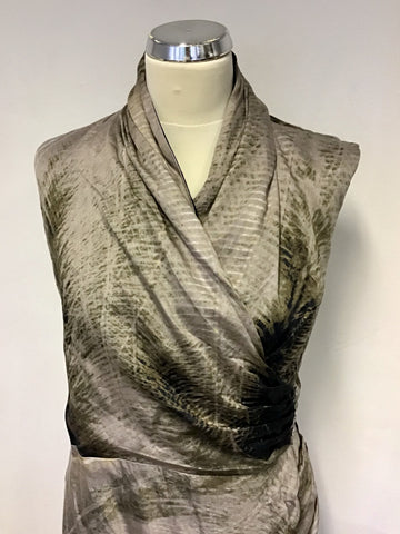MINT VELVET BLACK,BEIGE & BROWN PRINT WRAP DRESS SIZE 14