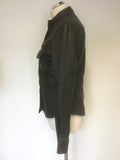 RELIGION DARK BROWN LEATHER FITTED COLLARLESS JACKET SIZE S