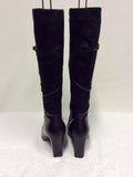 ROBERTO VIANNI BLACK SUEDE & LEATHER KNEE LENGTH BOOTS SIZE 5/38