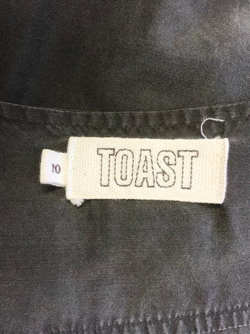 TOAST KHAKI GREEN SILK & COTTON BLEND SLEEVELESS WRAP AROUND DRESS SIZE 10