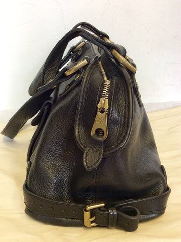 MULBERRY BLACK LEATHER FRONT POSTMAN LOCK POCKET SHOULDER BAG