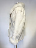PER UNA IVORY FAUX SHEEPSKIN FUR LINED JACKET SIZE L