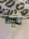 JAEGER BLACK & DARK GREY LEOPARD PRINT STRETCH JERSEY DRESS SIZE 8