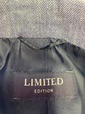 MARKS & SPENCER DENIM BLUE LINEN BLEND 3/4 SLEEVE BLAZER JACKET SIZE 6