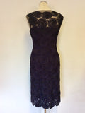 PHASE EIGHT AUBERGINE NET APPLIQUÉ OVERLAY PENCIL DRESS SIZE 10