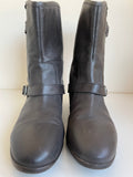 UGG FRANCES DARK BROWN LEATHER BUCKLE TRIM ANKLE  BOOTS SIZE 8.5/41