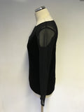 BRAND NEW COAST BLACK VELVET & SEMI SHEER NET LONG SLEEVE TOP SIZE 14