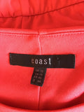 COAST RED SLEEVELESS DRAPED BODICE STRETCH JERSEY SHIFT DRESS SIZE 18