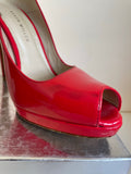 KAREN MILLEN RED PATENT LEATHER PEEPTOE HEELS SIZE 6.5/39.5
