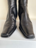 UNBRANDED ITALIAN BLACK LEATHER CALF LENGTH BOOTS SIZE 4/37