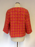 BODEN PINK,ORANGE & WHITE WEAVE WOOL BLEND BOX JACKET SIZE 14