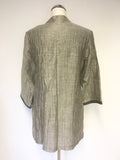 SAHARA SILVER GREY CRINKLE DESIGN 3/4 SLEEVE BUTTON FASTEN TUNIC TOP SIZE M