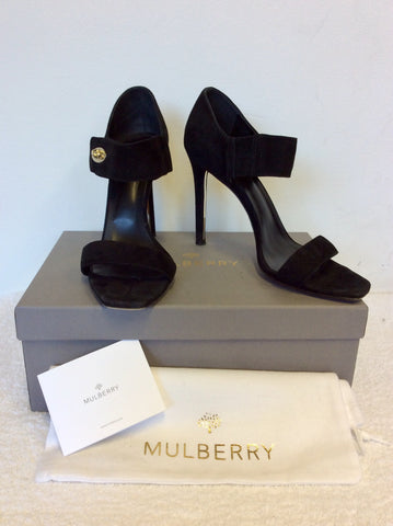 MULBERRY BLACK SUEDE WILLOW HIGH HEEL SANDALS SIZE 7/40