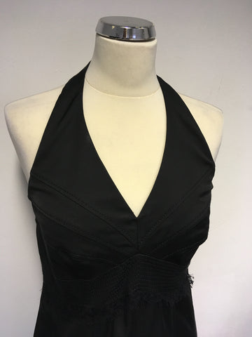 KAREN MILLEN BLACK HALTERNECK LACE TRIM COCKTAIL/ OCCASION DRESS SIZE 14
