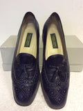 ANDREA CHENIER NAVY BLUE LEATHER LOAFERS SIZE 7.5/41
