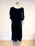 WOMENS MINA PURPLE VELVET SILK BLEND V BACK OCCASION DRESS SIZE 16