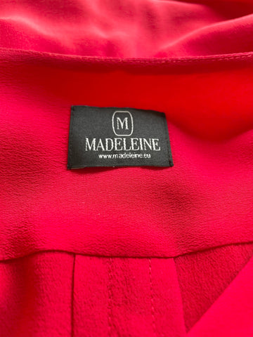 MADELINE PURE SILK RED V NECKLINE 3/4 SLEEVE BLOUSE SIZE 14