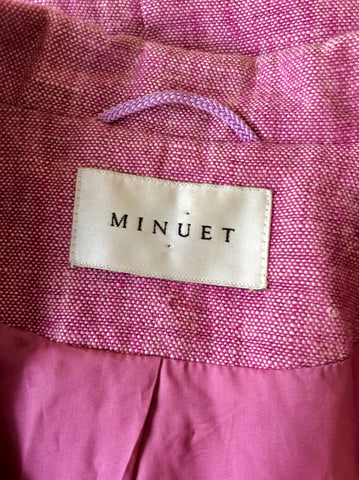 MINUET PINK LINEN JACKET & TROUSER SUIT SIZE 10/12
