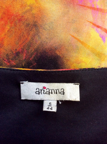 ARIANNA MULTI COLOURED PRINT STRETCH DRAPED DRESS SIZE 44 UK 16