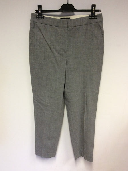 JAEGER GREY CHECK WOOL CROP TROUSERS SIZE 10