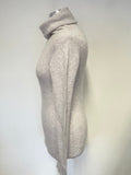 PURE COLLECTION 100% CASHMERE LIGHT GREY ROLL NECK LONG SLEEVE JUMPER SIZE 10