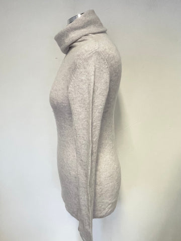 PURE COLLECTION 100% CASHMERE LIGHT GREY ROLL NECK LONG SLEEVE JUMPER SIZE 10