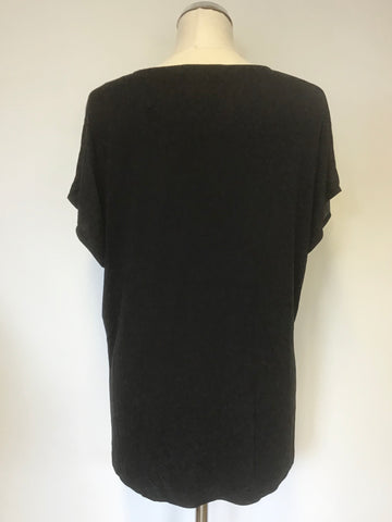 MINT VELVET BLACK WITH SILK FRONT SHORT SLEEVE TOP SIZE 14