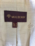 MULBERRY FAWN,MUSTARD & WHITE STRIPE TIE BELT COTTON BLEND JACKET SIZE 10