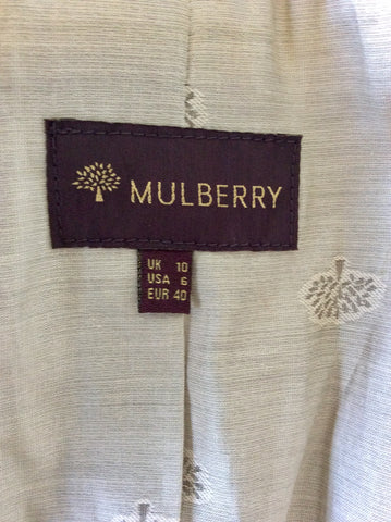 MULBERRY FAWN,MUSTARD & WHITE STRIPE TIE BELT COTTON BLEND JACKET SIZE 10