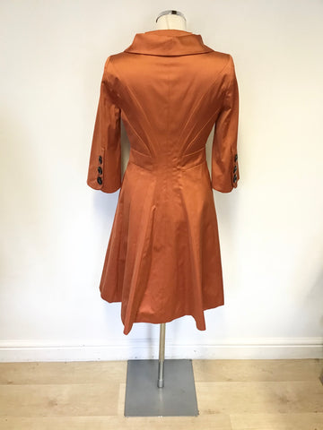 KAREN MILLEN BURNT ORANGE 3/4 SLEEVE SPECIAL OCCASION COAT SIZE 10