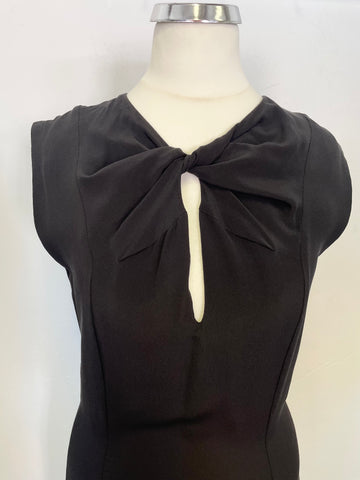 RAEY BLACK SILK SLEEVELESS MIDI DRESS SIZE 8