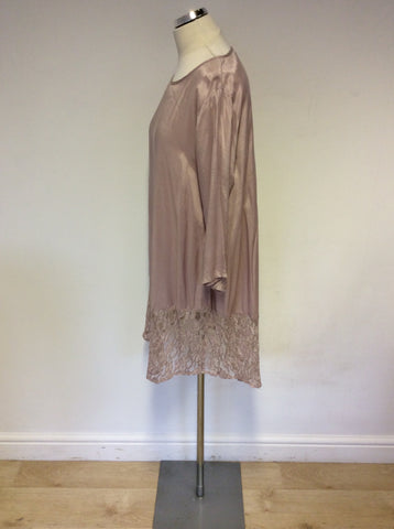 THE MASAI CLOTHING COMPANY BLUSH LACE TRIM SHIFT DRESS SIZE M