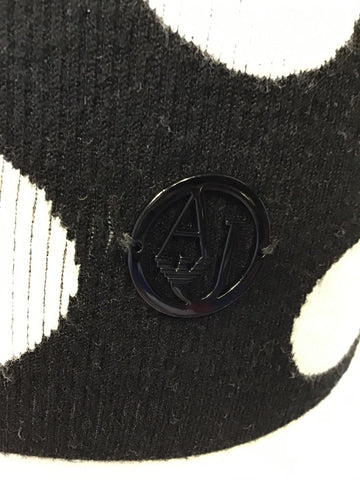 ARMANI JEANS BLACK & WHITE SPOT CREW NECK LONG SLEEVE JUMPER SIZE 10